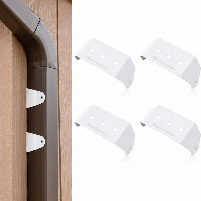 Fishine Aluminium Regenrinnenhalter für 2x3 Zoll Fallrohre, versteckte Dachrinnenhalter zur Wandmontage, Farbe: Grau - Bild 1