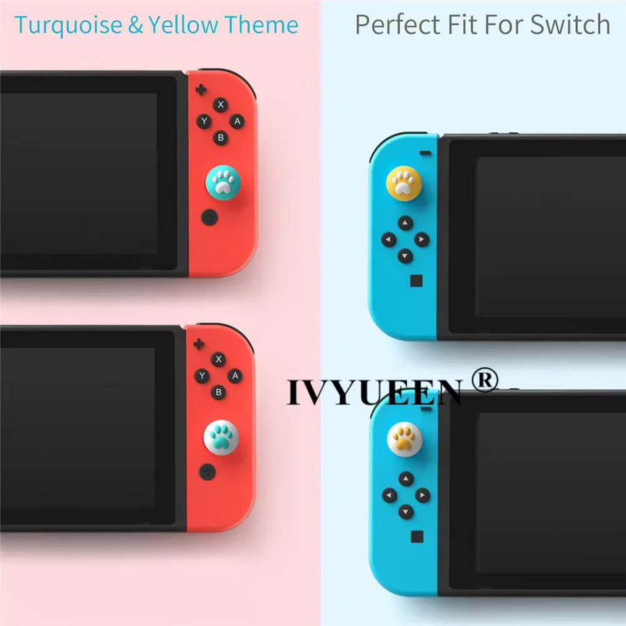 IVYUEEN 4-teiliges Katzenklaue-Joystick-Kappen Set für Nintendo Switch Lite, OLED und Joy-Con in Multicolour und Braun - Bild 2