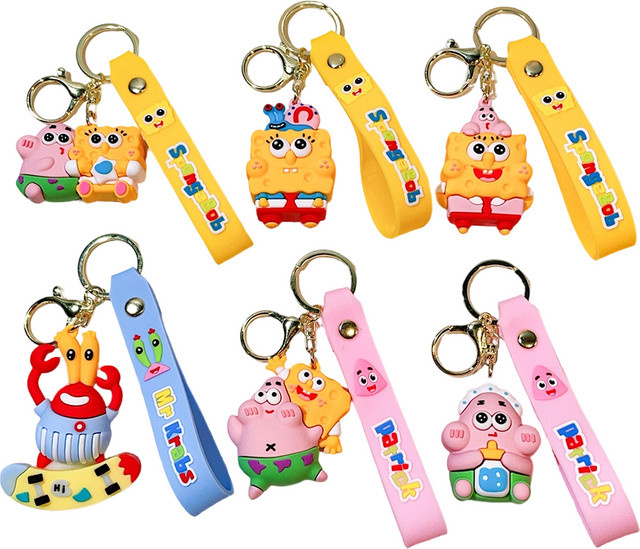 Potdemiel Schlüsselanhänger PVC, SpongeBob Patrick Thaddäus Herr Krabs, Unisex - Bild 1