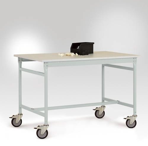 Manuflex LB4048.7035 ESD BASIS mobiler Beistelltisch mit Melamin-Tischplatte in Lichtgrau RAL 7035, B/T/H: 125,0 x 80,0 x 85,3 cm - Bild 1