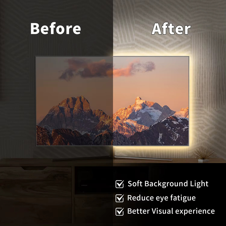 COXO COB LED Streifen mit Touch Dimmer und USB Stecker, 320 LEDs/m, flexibler LED Band für Innenbeleuchtung, CCT dimmbar, Weiß - Bild 4