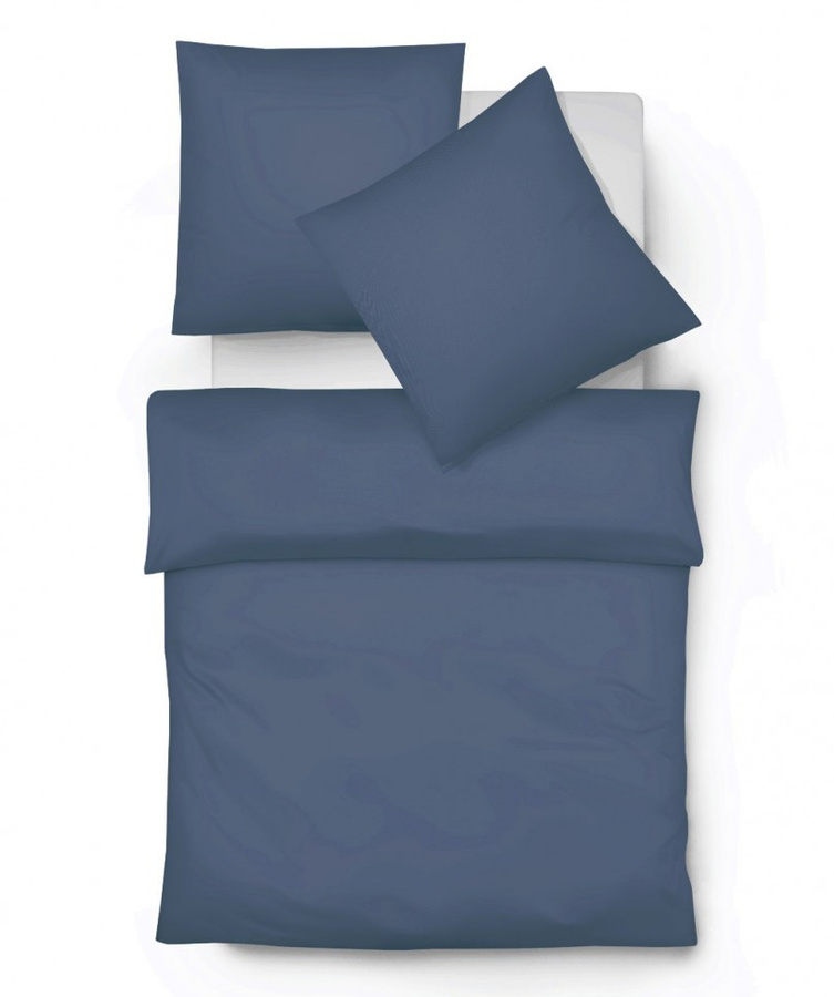 Fleuresse Lech Edelflanell Bettwäsche Blau mit Fischgrätmuster, bestehend aus Bettbezug und Kissenbezug, B/H: 155 x 220 cm und 80 x 80 cm - Bild 1