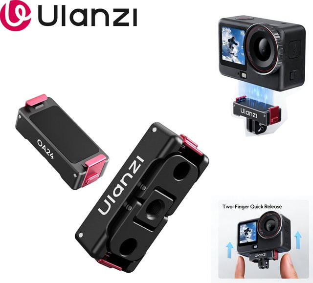 Ulanzi OA24 Magnetische Schnellwechselhalterung aus Aluminiumlegierung in Schwarz mit 1/4-Zoll-Adapter für DJI Action 6 und Nano Sportkameras - Bild 1