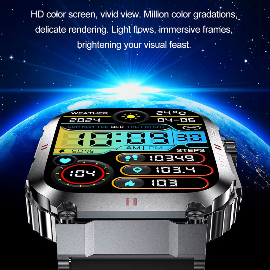 ChiBear Smartwatch, GPS, Edelstahl, Schwarz, Herren - Bild 2