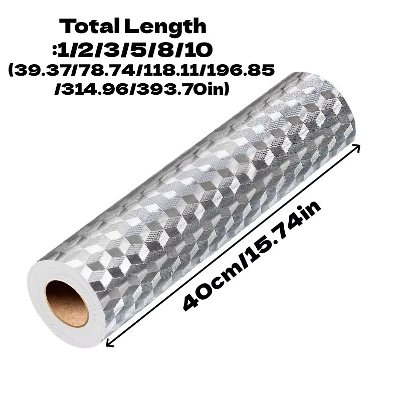Selbstklebende Aluminiumfolie als Öl-proof Küchentapete in Silber, Breite: 40 cm - Bild 2