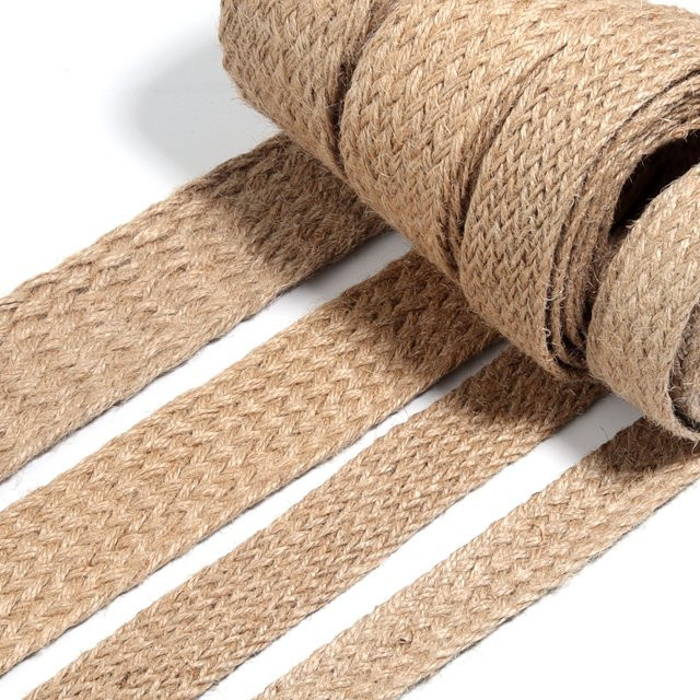 Flache geflochtene Juteschnur aus natürlichem Hanf in Beige oder Braun für dein DIY-Handwerk und Home Decor - Bild 1
