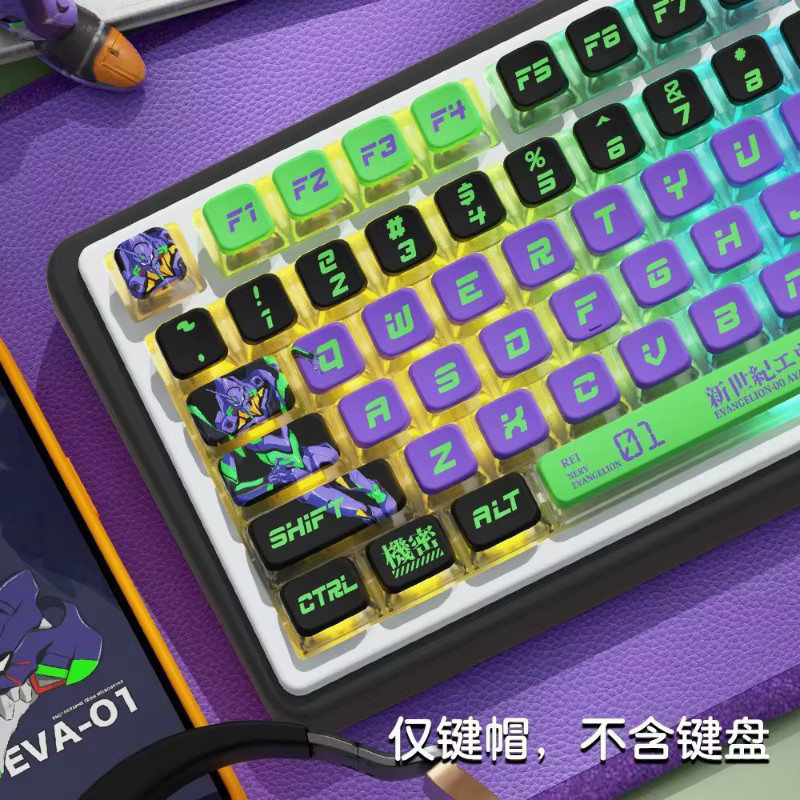 Bandai Neon Genesis Evangelion EVA-01 Tastenkappen im Kawaii Anime Design, Multicolor - Bild 4