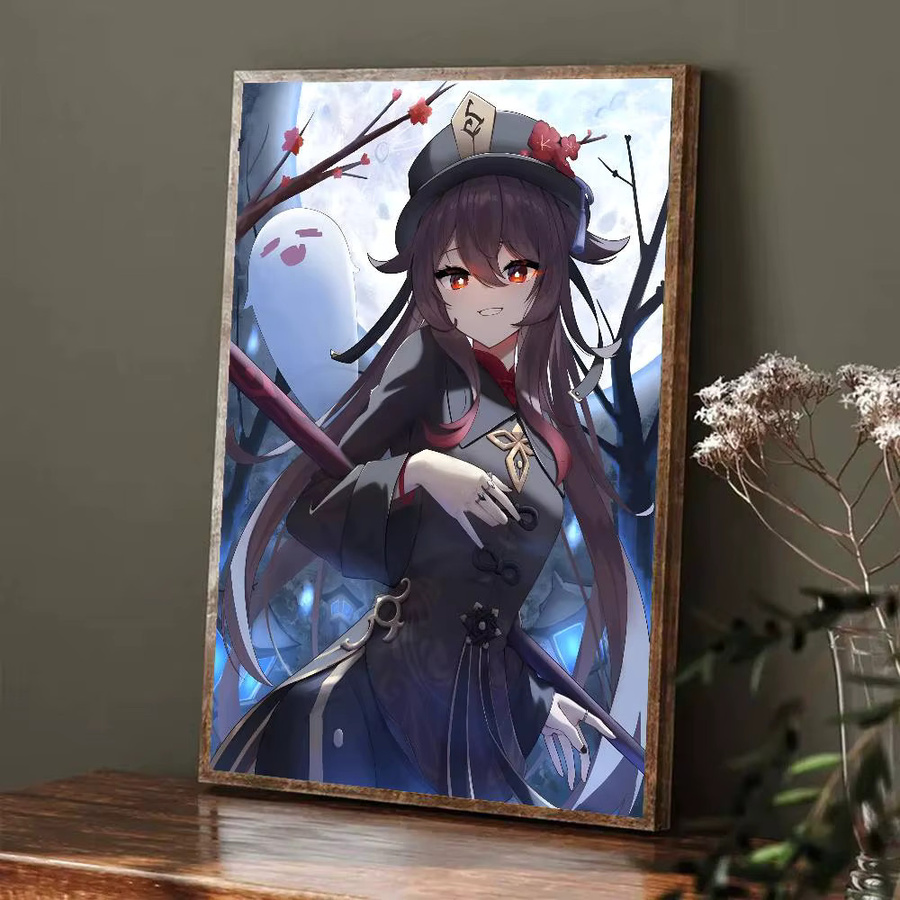 Kayou Genshin Impact Hu Tao Wandkunst-Poster, selbstklebend, Mehrfarbig, B: 20,0 cm, H: 20,0 cm, T: 15,0 cm - Bild 4