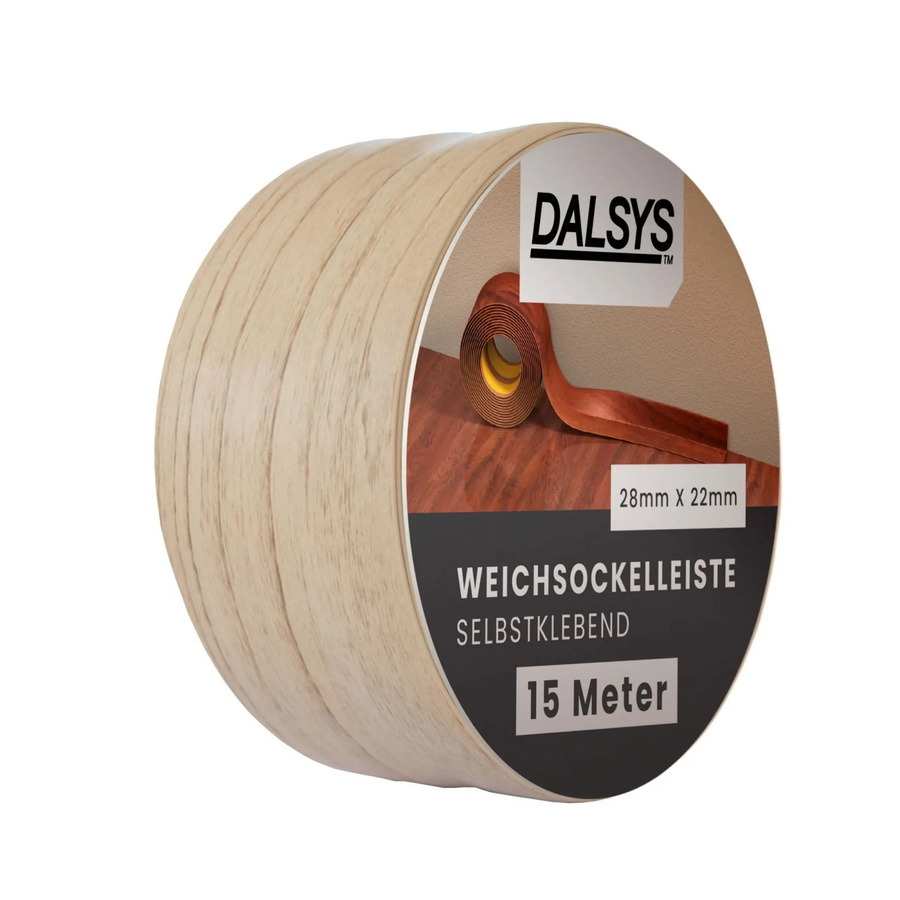 Dalsys Weichsockelleiste selbstklebend aus PVC in Buche Optik, 15 m Länge - Bild 2