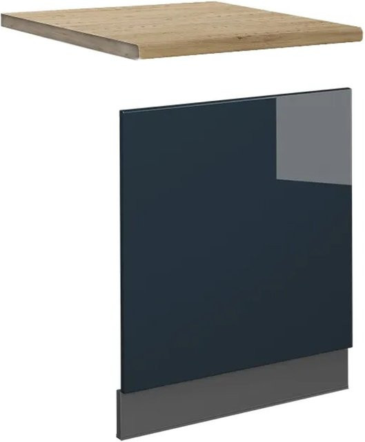 Vicco Geschirrspülerblende Fame-Line in Dunkelblau Hochglanz mit Arbeitsplatte in Eiche und Anthrazit Korpus, Breite: 60 cm - Bild 2