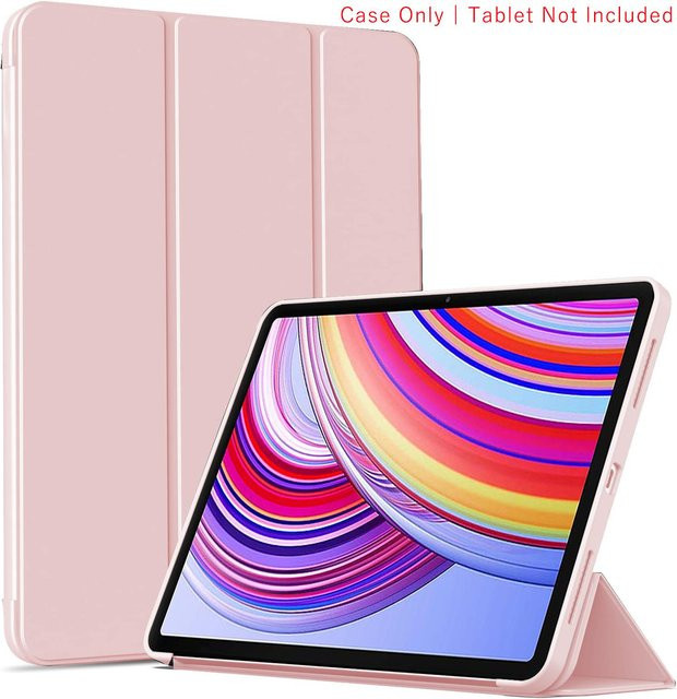 Xiaomi Redmi Pad Pro 12,1 Zoll Schutzhülle aus PU-Leder in Pink mit dreifach faltbarer Flip-Hülle, magnetischem Ständer und Auto-Schlaf/Aufwachfunktion - Bild 1