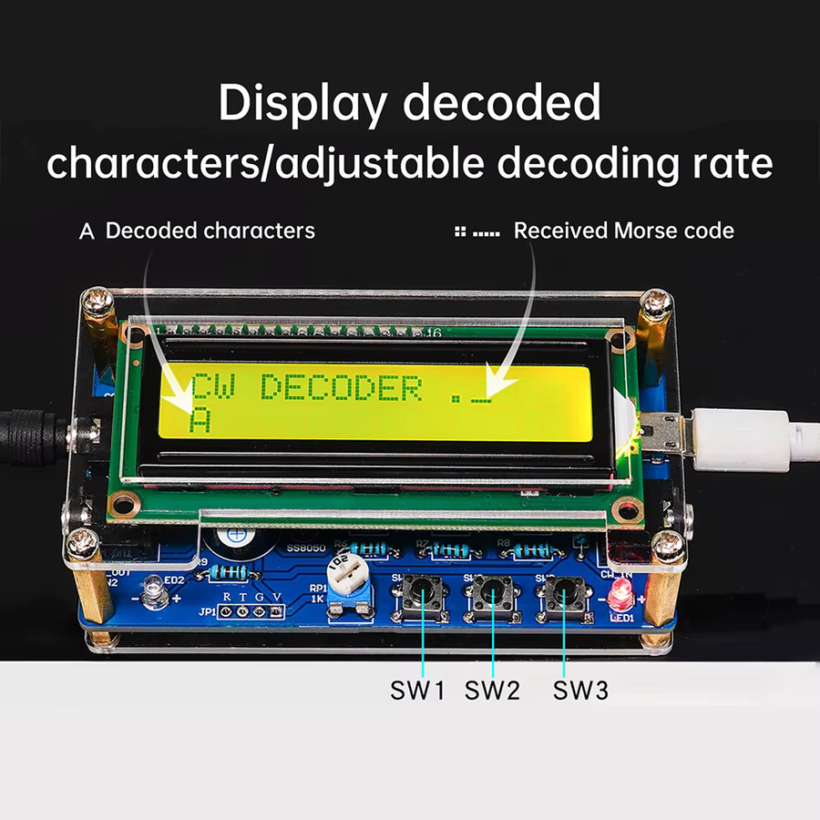 Voktta DIY Morse Cipher Decoder Elektronisches Fertigungsset mit Lose Leiterplatte, DC 5V, Multicolour - Bild 3