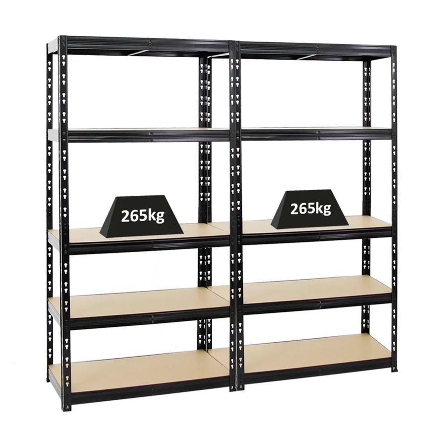 2er Set PROREGAL Schwerlastregal Tiger Schwarz mit 5 Ebenen, H x B x T: 180 x 90 x 45 cm, Fachlast 265 kg - Bild 2