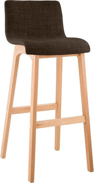 DELUKE Barhocker TENAR mit Lehne aus Stoff in Braun, B/T/H: 41 x 46 x 102 cm - Bild 1