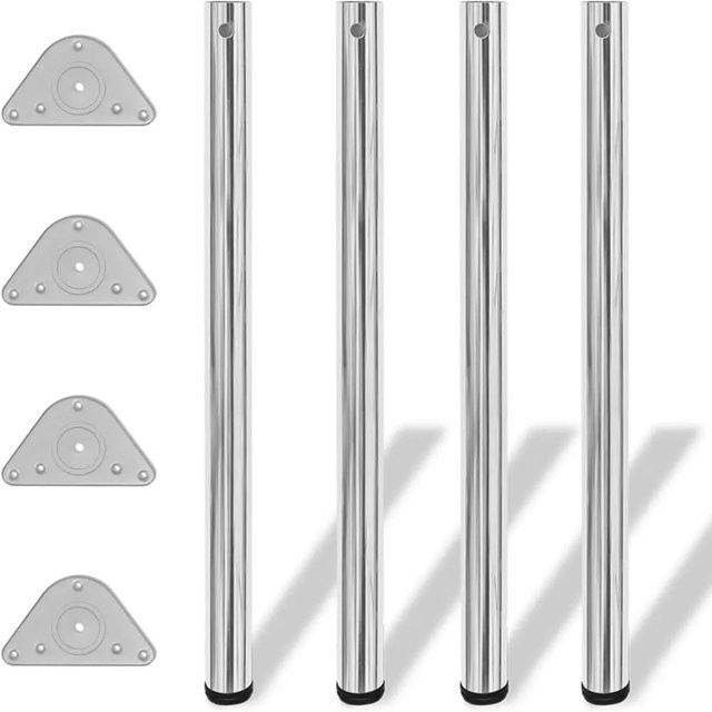 vidaXL 4er-Set höhenverstellbare Tischbeine aus Stahl in Chrom, Höhe: 87 cm - Bild 1