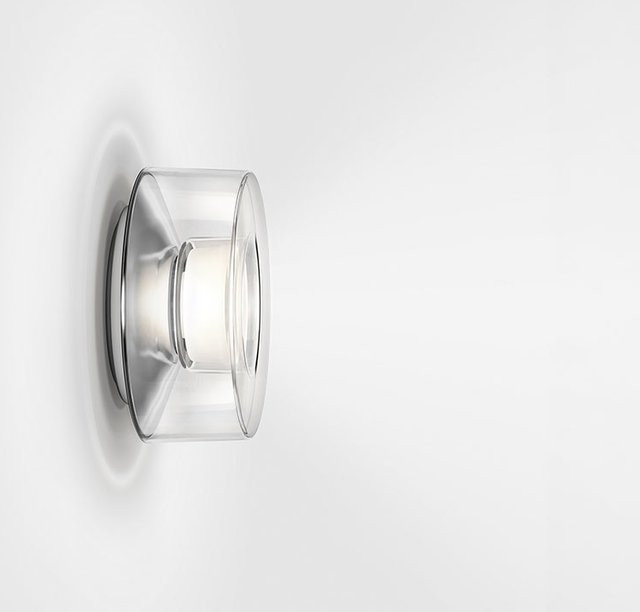 Serien Lighting Curling Wall XS LED-Wandleuchte mit transparentem Acrylglasschirm in Silber, Warmweiß 3000K, dimmbar - Bild 1