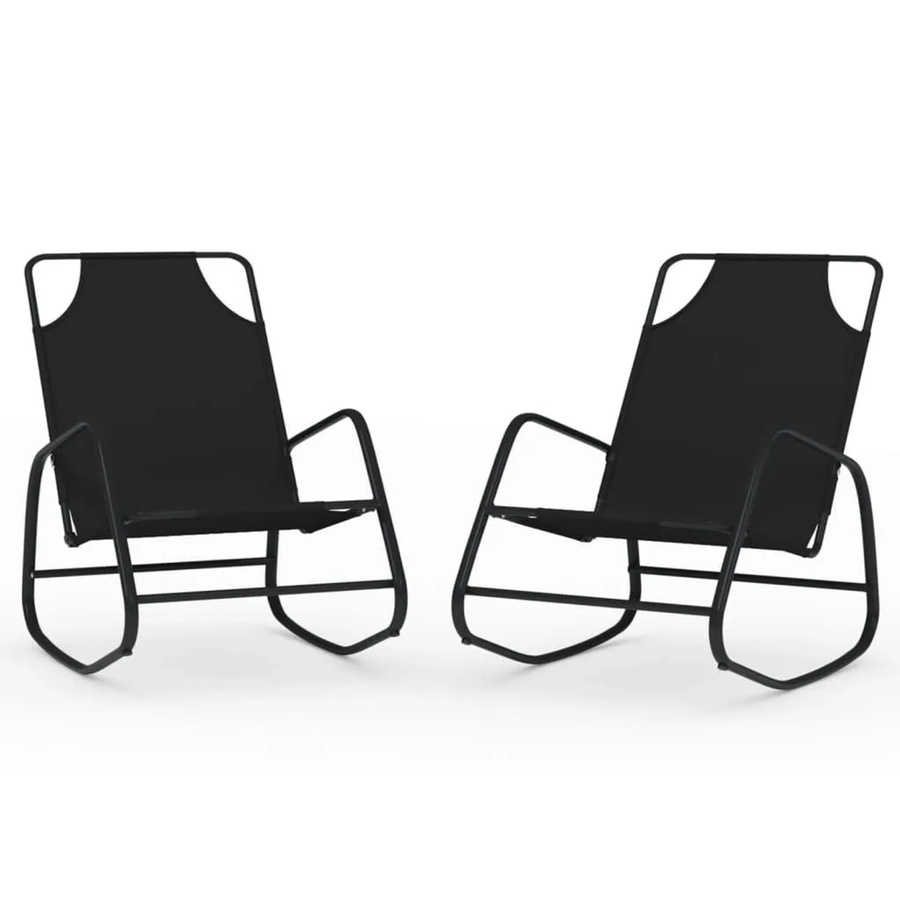 Furnicato Schaukelliegen 2er Set aus pulverbeschichtetem Stahl und Textilene in Schwarz, B/T/H: 89 x 58 x 93,5 cm - Bild 2