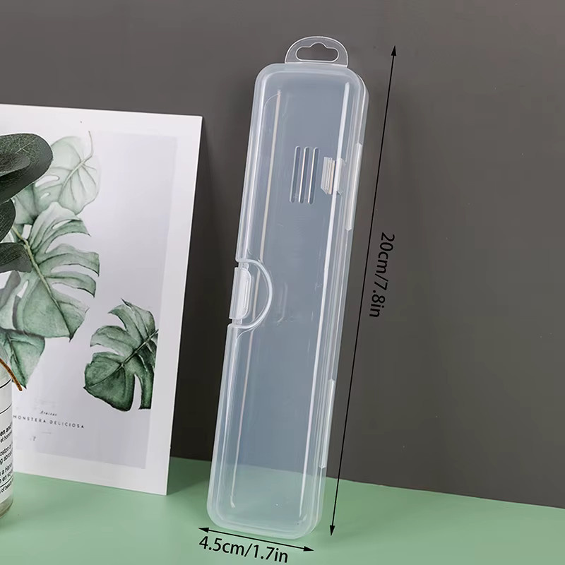 Transparente Zahnbürstenbox aus Kunststoff als tragbarer Organizer für Zahnbürste und Zahnpasta, Höhe: 20,0 cm, Breite: 4,5 cm, Tiefe: 1,0 cm - Bild 4