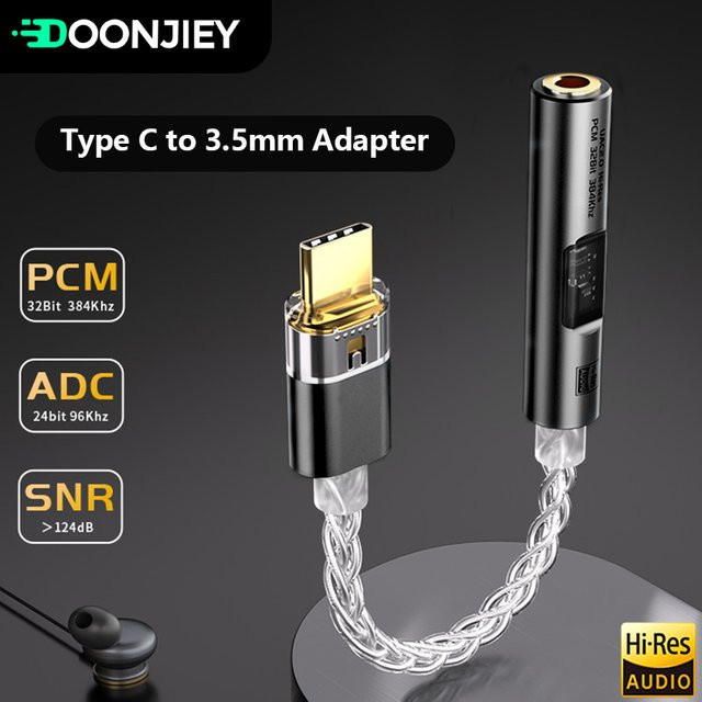 DOONJIEY HiFi USB-C auf 3,5mm Audio Adapter DAC Digitaler USB-C auf Klinke Konverter in Schwarz - Bild 1