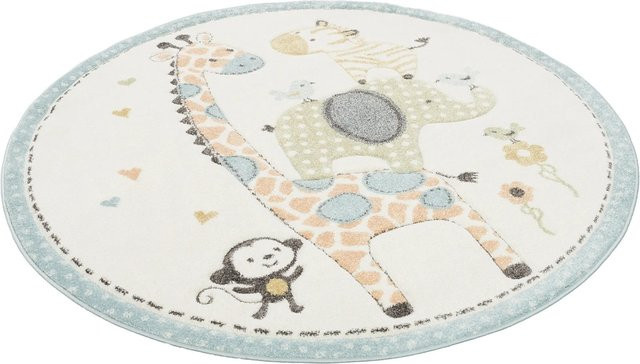 Pergamon Kinder Teppich Maui Safari Tiere Bunt Rund Durchmesser: 120 cm - Bild 1