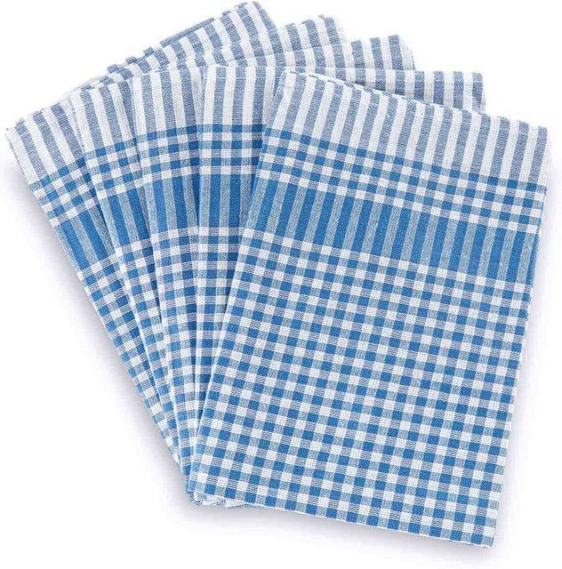 bertsch Hotelwäsche Geschirrtücher 5er Set, kariert, blau, Baumwolle, Breite: 50 cm, Länge: 70 cm - Bild 1