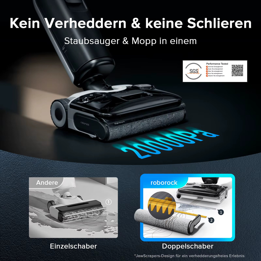 Roborock F25 ACE Combo 5-in-1 kabelloser Staubsauger in Schwarz mit Selbstreinigung und Heißlufttrocknung für nasse und trockene Verschmutzungen - Bild 2