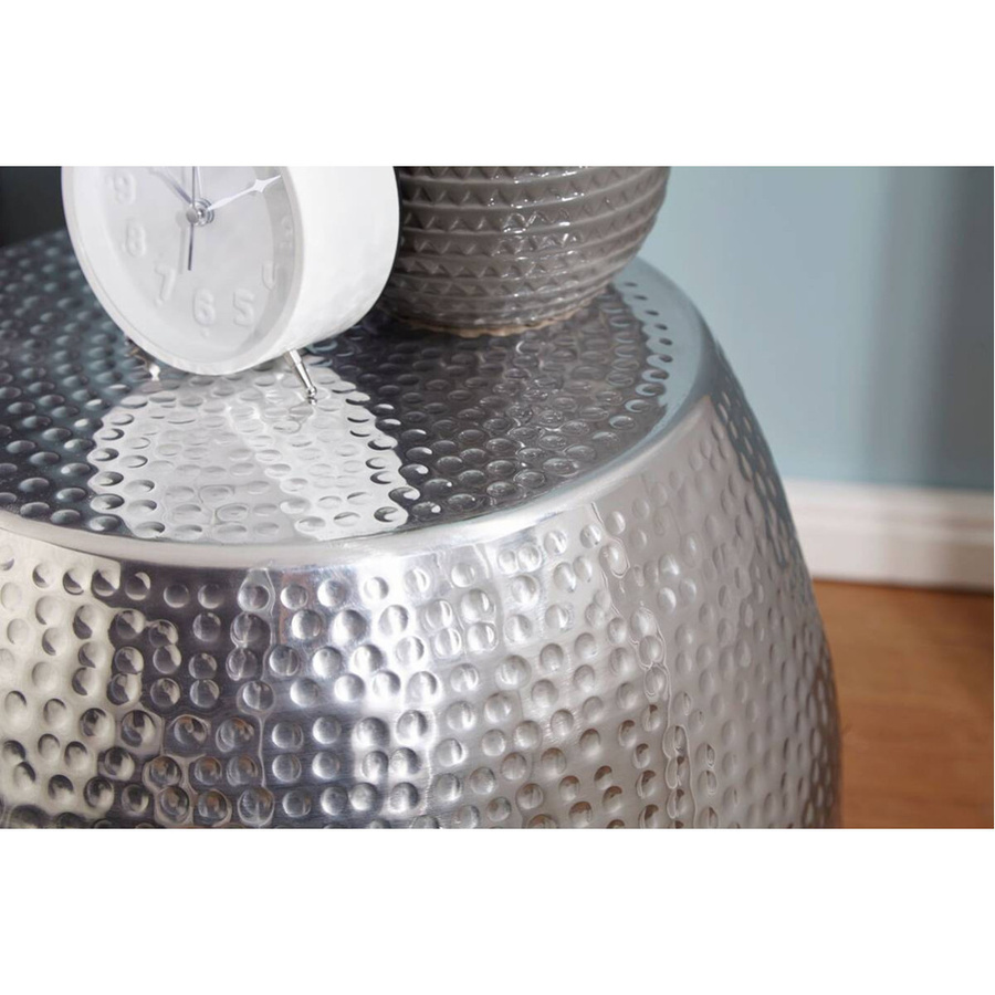 Wohnling Beistelltisch Aluminium in Silber mit Hammerschlag-Design und orientalischem Stil, B/H/T: 42 x 42 x 42 cm - Bild 3