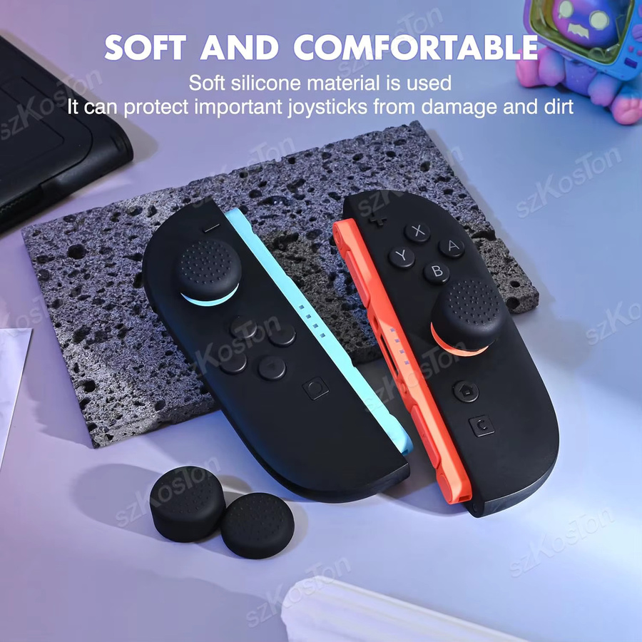4er-Set Silikon Daumen Griffe Kappen für Nintendo Switch als rutschfeste Joystick Abdeckung in Schwarz - Bild 4