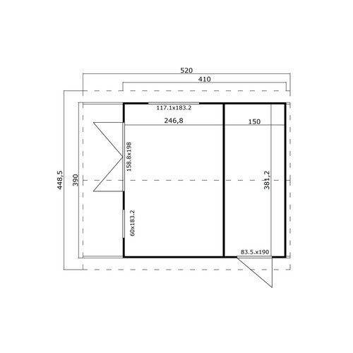Lasita Blockbohlenhaus Murano Gartenhaus mit Satteldach in Grau-Grün lasiert B/H/T: 448,5 x 330,6 x 520 cm - Bild 3