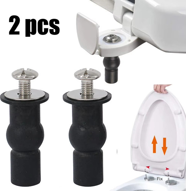 VIBRATITE 2er-Pack Toilettensitz-Montageset in Schwarz aus Kunststoff mit Expander und Gummioberseite zur Befestigung von WC-Sitzen - Bild 1