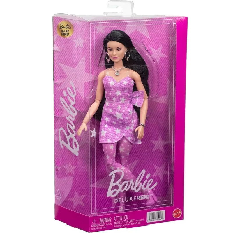 Barbie Deluxe-Puppen, mit modischer Retro-Kleidung aus rosa Denim mit Sternenmuster, bewegliche Gelenke - Bild 2