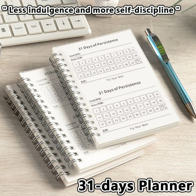 A6 Selbstdisziplin-Check-in Notizbuch für Studenten mit 31-Tage-Planer und Zeitplaner, weiß, Spiralbindung, Softcover - Bild 1