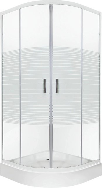 Kerra Runddusche Duschkabine Madera Quadrant mit Duschwanne, B/T: 90 x 90 cm, 4 mm ESG Glas, Transparent/Weiß - Bild 1