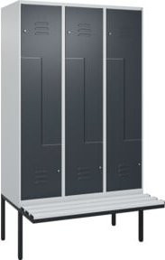C+P Z-Spind Classic PLUS Sitzbank mit 6 Fächern und Zylinderschloss, B/T/H: 212,0 x 120,0 x 81,5 cm, Farben: Grau, Anthrazit, Schwarz - Bild 1