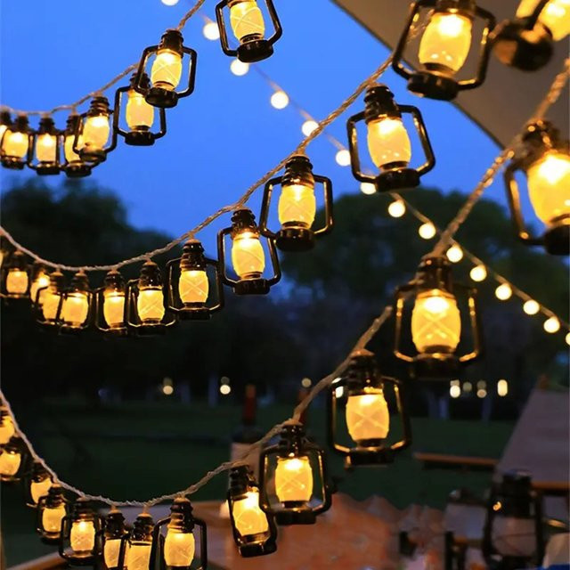 Batteriebetriebene LED-Lichterkette im Kerosinflaschen-Design für Garten, Hochzeit und Party, 1 Stück - Bild 1
