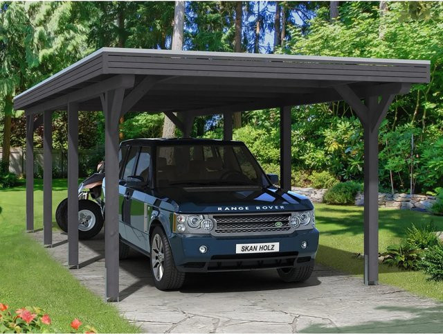 Skan Holz Carport Spessart in Schiefergrau, B/T: 355 x 846 cm, Firsthöhe: 243 cm - Bild 1