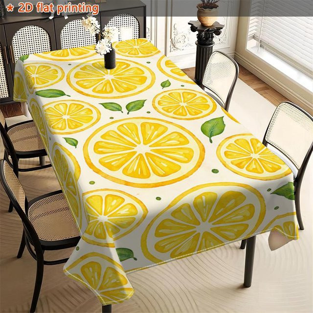 JMG Household Supplies Tischdecke mit Zitronenmuster in Gelb, rechteckig, waschbar, B/T/H: 140 x 180 cm - Bild 1