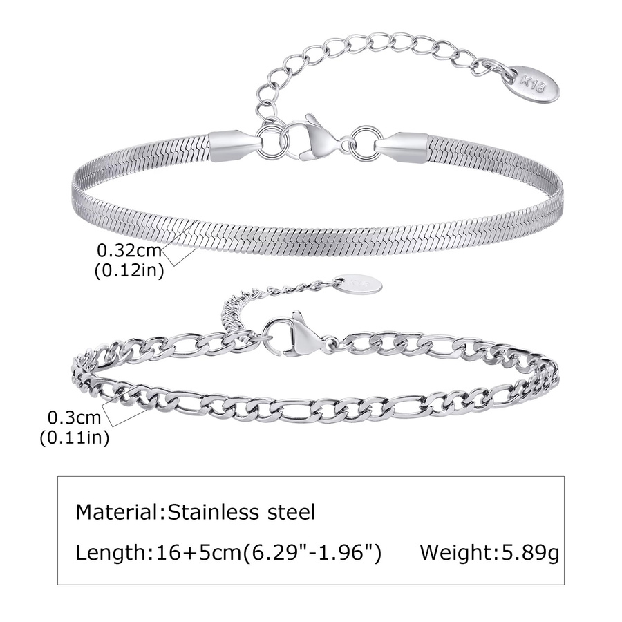 mprainbow Flachkettenarmband Edelstahl, Silber, Unisex - Bild 2