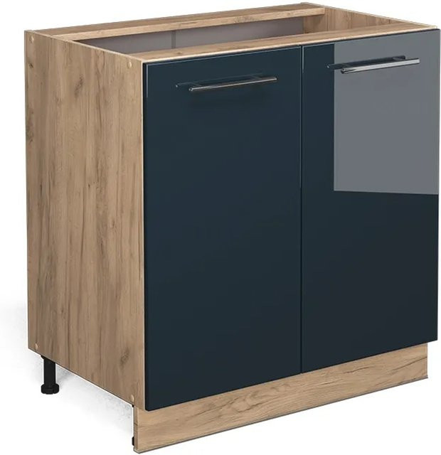 Vicco Spülenunterschrank Fame-Line Eiche Dunkelblau Hochglanz Breite: 80 cm ohne Arbeitsplatte - Bild 2