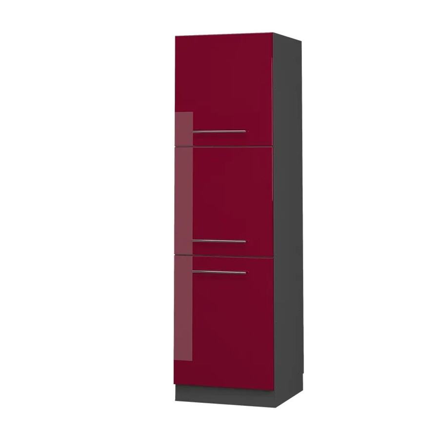 Vicco Herdumbauschrank Fame-Line Küchenschrank in Anthrazit und Bordeaux Rot Hochglanz Breite: 60 cm, Tiefe: 64,03 cm, Höhe: 206 cm - Bild 3