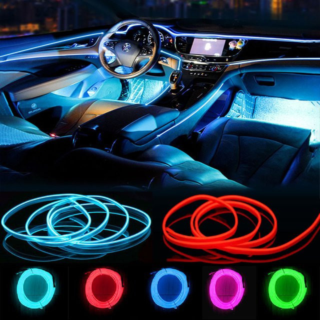 Neon LED USB Ambient Light Streifen für die Auto Innenraumbeleuchtung in Kaltweiß - Bild 1