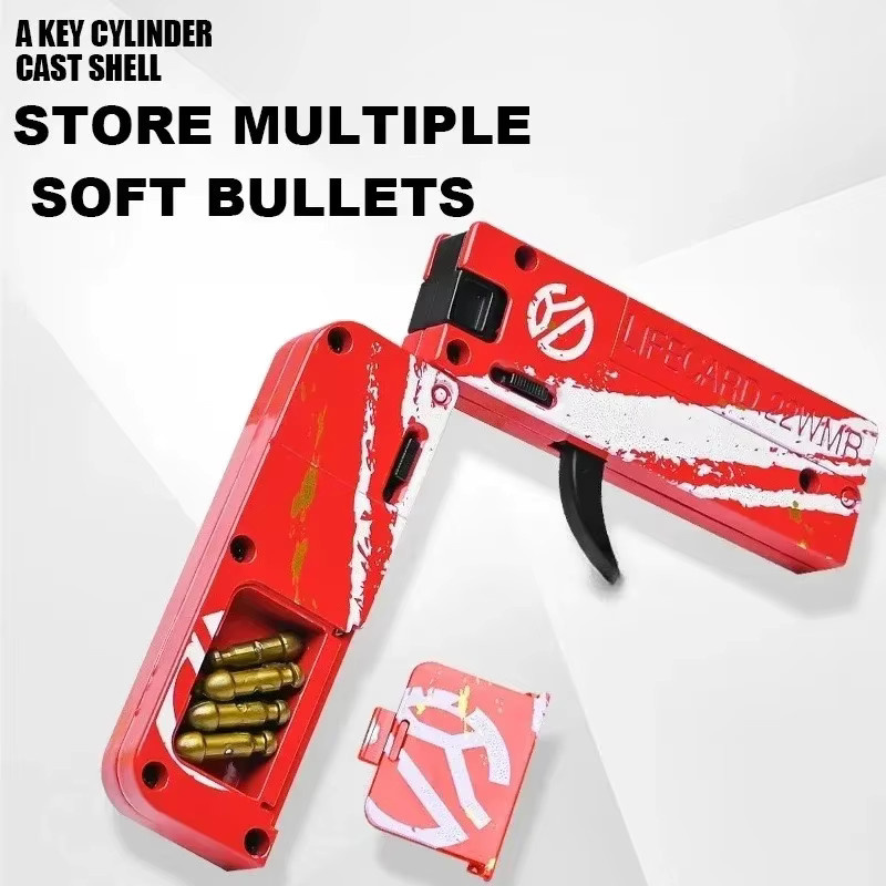 Lifecard Metall-Faltpistolen-Spielzeug, Pistole mit weichen Kugeln, Rot - Bild 3