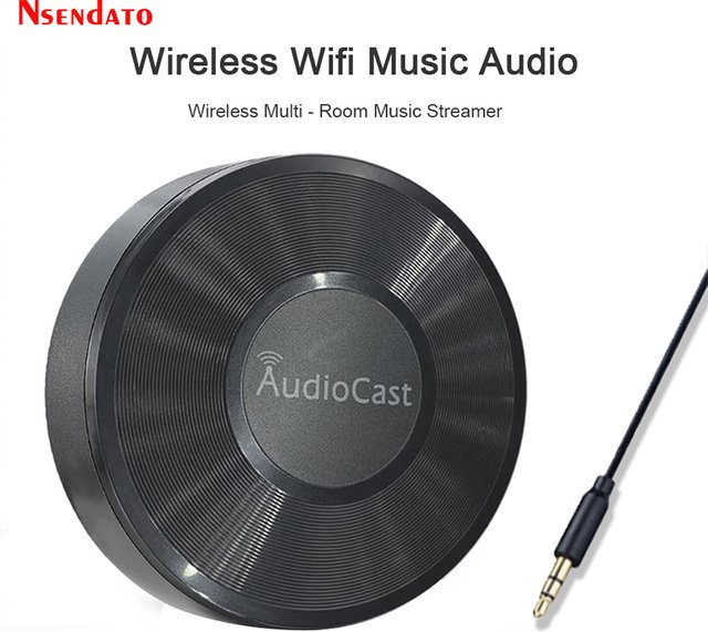 Nsendato M5 AudioCast Kabelloser Musik-Audio-Lautsprecher-Empfänger für Airplay und DLNA, WLAN Spotify Streamer, Schwarz - Bild 1