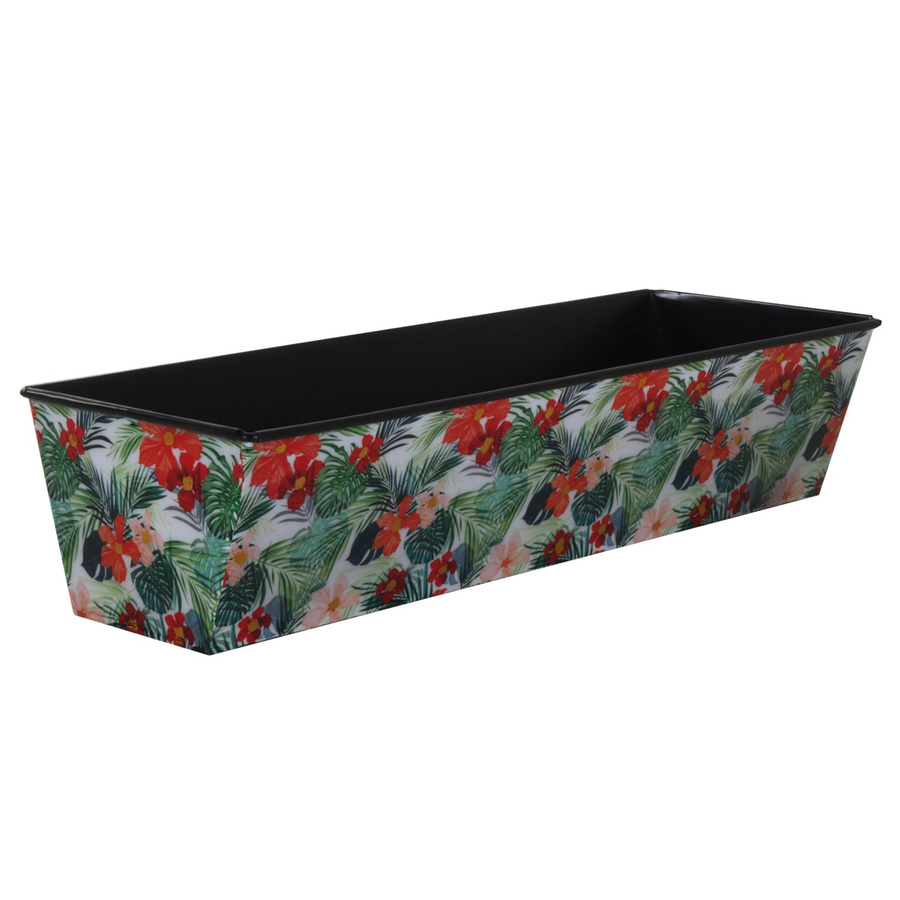 A.H.G. Blumenkasten Flora Tropical Gold mit Blätterprint und Gold-Reflexen, B/T/H: 51 x 18 x 10,5 cm - Bild 2