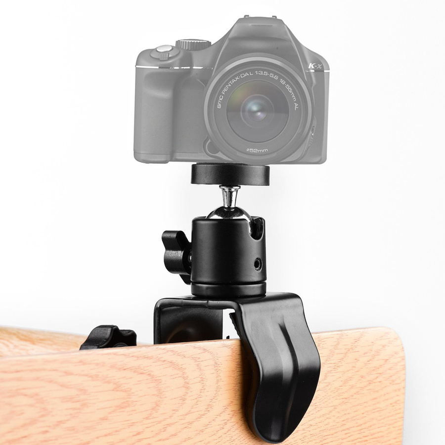 Andoer Super Clamp Mount U-förmige Befestigungsklemme mit drehbarem Kugelkopf für LED-Licht und Kamera, Schwarz - Bild 5