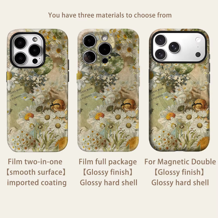 Magnetische Handyhülle Wild Daisy Collage von Potdemiel für iPhone 17 16 15 14 13 Pro Max Plus, robuste doppelschichtige Hülle, Multicolour - Bild 2