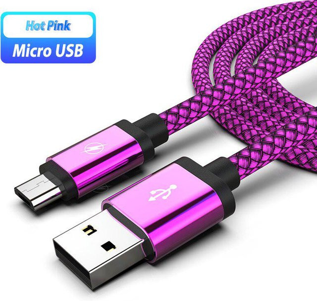 Micro-USB-Ladekabel für Android-Smartphones in Rosa, Länge: 1 m - Bild 1
