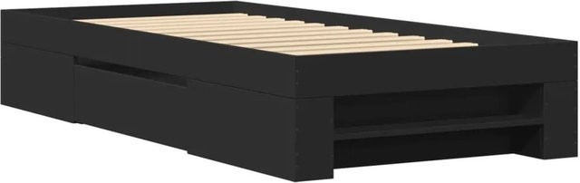 vidaXL Bettgestell mit Schubladen in Schwarz aus Holzwerkstoff B/T/H: 75 x 190 x 33 cm - Bild 1