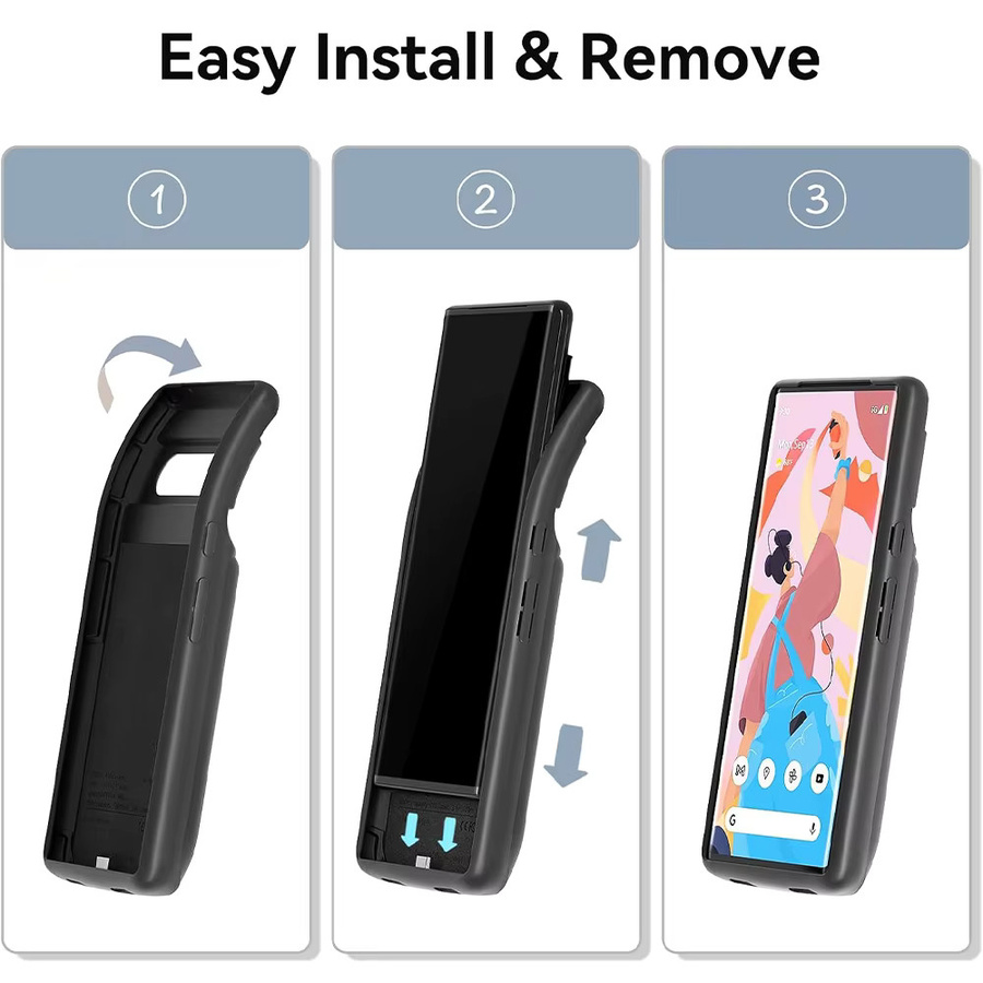 Magnetische Powerbank Hülle für Google Pixel 9 Pro XL mit 10000 mAh für kabelloses Laden, Schwarz - Bild 5