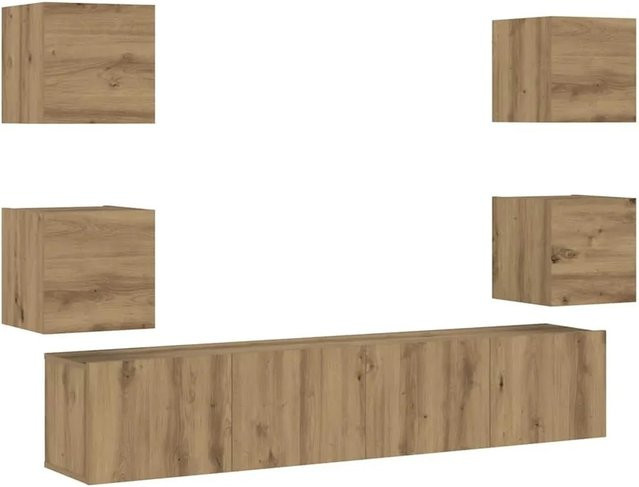 6er-Set vidaXL TV-Wandschränke aus Holzwerkstoff in Artisan-Eiche, Braun, B/H/T: 30 x 30 x 6 cm - Bild 1